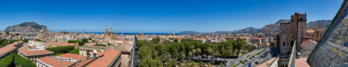 Palermo: veduta orbicolare della città dalla Torre di Porta Nuova. 

[ENG]
Palermo: orbicular