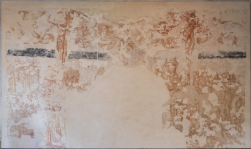 Pisa, Museo delle sinopie: sulla sinistra, “Mosè”, calco in gesso di Nicola e Giovanni Pisano, fine