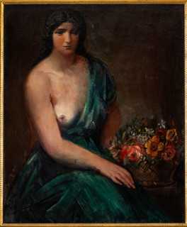 Collezione Assicoop Unipol, inv. n° 882: 
Achille Funi (1890-1972); “Donna con cesto di fiori” ;