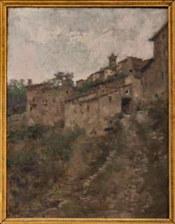 Collezione Assicoop Unipol, inv. n°  883: 
Giuseppe Mentessi (1857-1931); “Veduta paesana”; olio