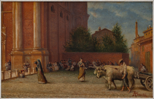 Collezione Assicoop Unipol, inv. n°  896: 
Andrea Becchi (1848-1926); “Truciolo a Carpi”; olio su