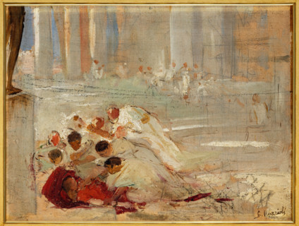 Collezione Assicoop Unipol, inv. n°   966: 
 Giovanni Muzzioli (1854 - 1894); “Personaggi in
