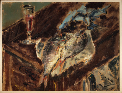 Collezione Assicoop Unipol, inv. n° 978: 
Filippo De Pisis (1896 - 1956); “Pesci e bicchiere”
