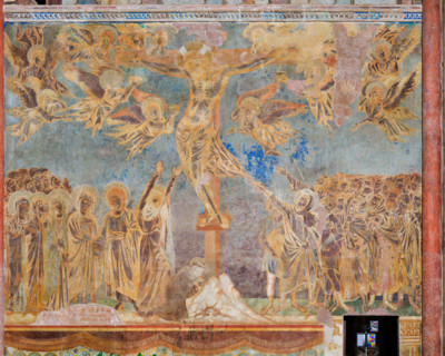 Assisi, Basilica superiore di San Francesco, transetto meridionale, parete est: veduta della grande