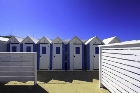 Beach huts in Polignano-a-mare, Puglia, Italy