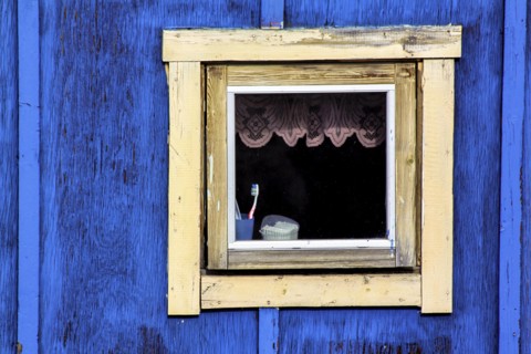 Window from a chalet in the village Ilulissat, Greenland