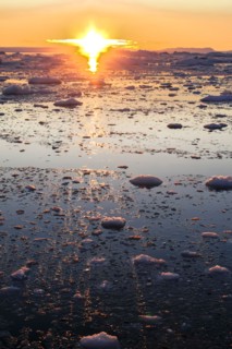 Sunset on the Arctic ocean, Greenland