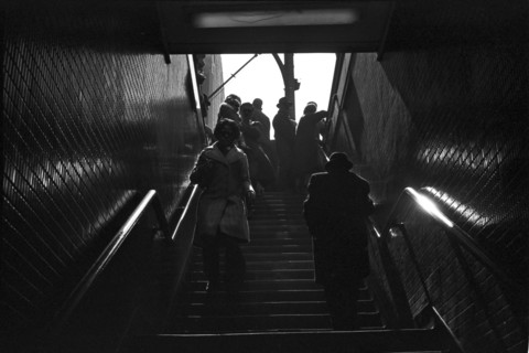 People on Subway Stairs, Chicago, Illinois, USA