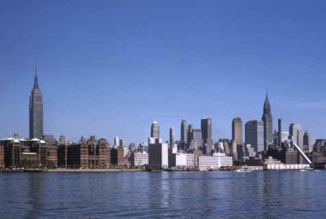 Manhattan Skyline Featuring Empire State and Chrysler Buildings, New York City, New York, USA, 1958
