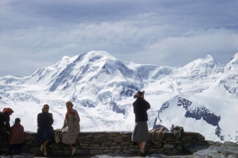 Lyskamm Mountain Peak in Winter, View from Gornergrat, Switzerland, 1956