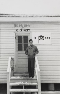 Soldier, Outdoor Portrait, WWII, HQ 2nd Battalion, 389th Infantry, US Army Military Base, Indiana, USA, 1942