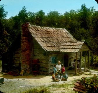 Mountaineer's Cabin, Cumberland Gap, Tennessee, USA, Magic Lantern Slide, circa 1910