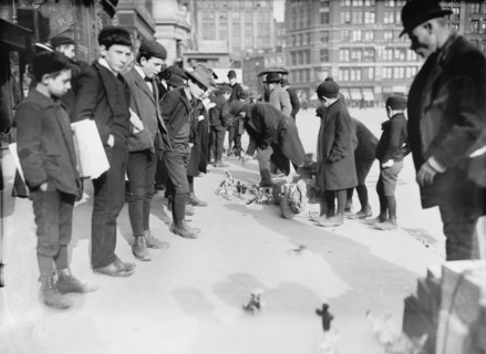 Group of Gutter Toy Merchants and Young Boys, New York City, New York, USA, Detroit Publishing Company, 1903