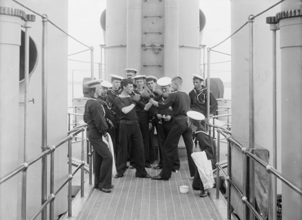 Two Naval Seamen Boxing, U.S.S. Massachusetts, USA, Detroit Publishing Company, 1896