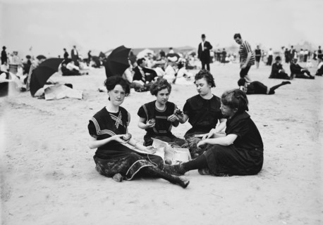 Group of Young Women on Beach, Coney Island, New York City, New York, USA, Detroit Publishing Company, 1900