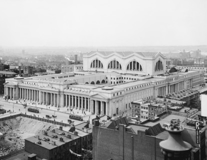 Pennsylvania Station, High Angle View, New York City, New York, USA, Detroit Publishing Company, 1910