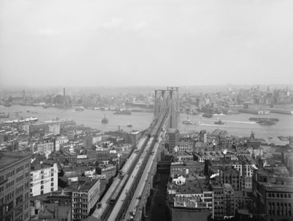 Brooklyn Bridge and East River, New York City, New York, USA, Detroit Publishing Company, 1905
