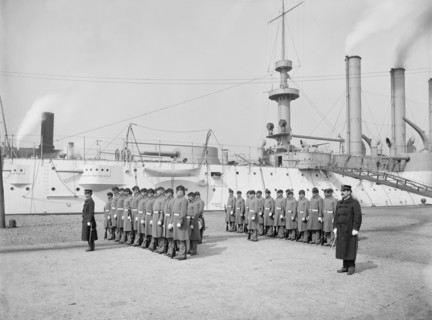 U.S.S. Brooklyn, Marine Guard, Company Drill, Detroit Publishing Company, 1900