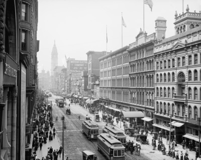 Street Scene, Market Street from Eighth, Philadelphia, Pennsylvania, USA, Detroit Publishing Company, 1905