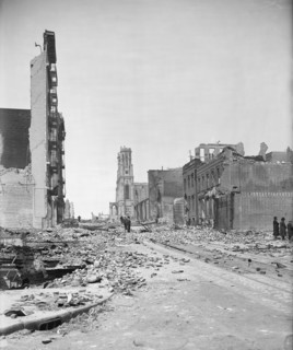 Ruins of Sutter Street up from Grant Avenue after Earthquake, San Francisco, California, USA, Detroit Publishing Company, 1906