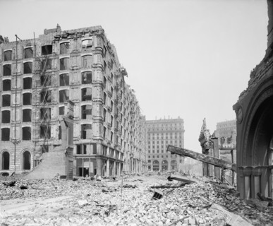 Palace Hotel and New Montgomery St., after Earthquake, San Francisco, California, USA, Detroit Publishing Company, 1906