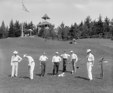 Group of Men Golfing, Mountain Golf Club, White Mountains, New Hampshire, USA, Detroit Publishing Company, 1900