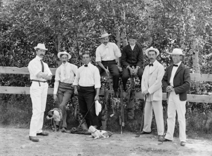 Group of Men with Golf Clubs, Portrait, Mountain Golf Club, White Mountains, New Hampshire, USA, Detroit Publishing Company, 1900