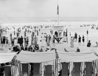 Beach Scene, Atlantic City, New Jersey, USA, Detroit Publishing Company, 1910
