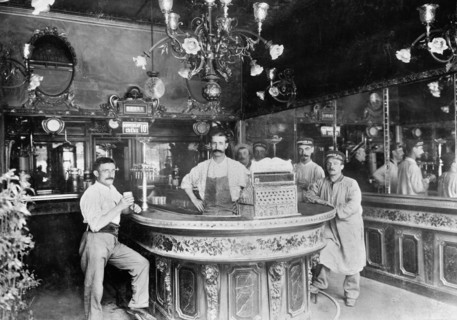 Portrait of Men in Bar, Paris, France, Detroit Publishing Company, 1900