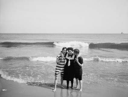 Three Friends on Beach, Coney Island, New York, USA, Detroit Publishing Company, 1905