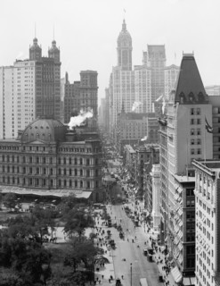 High Angle View of Broadway from Chambers Street, New York City, New York, USA, Detroit Publishing Company, 1908