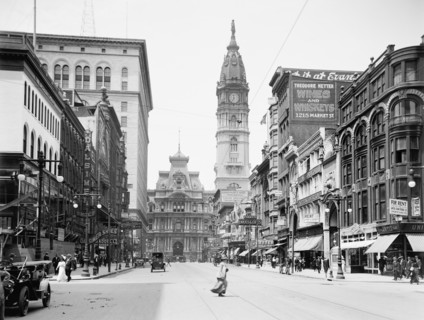 Market Street, West from 12th, Philadelphia, Pennsylvania, USA, Detroit Publishing Company, 1915