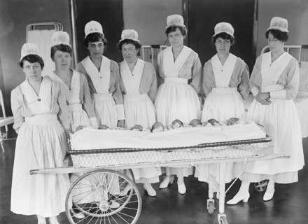 Group of Nurses with Newborn Babies, Harris & Ewing, 1916