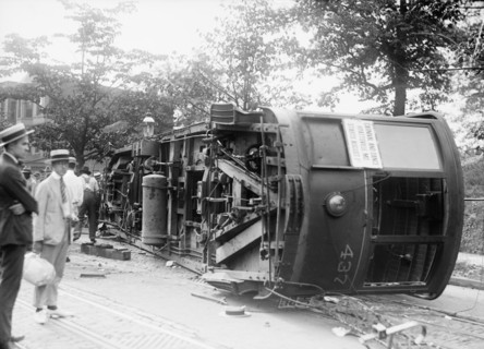 Overturned Streetcar, Washington DC, USA, Harris & Ewing, 1919