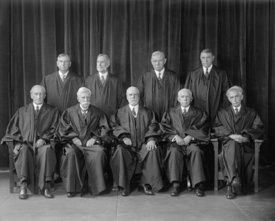 U.S. Supreme Court Justices with Chief Justice Charles Evans Hughes (bottom row, center), Washington DC, USA, Harris & Ewing, 1930