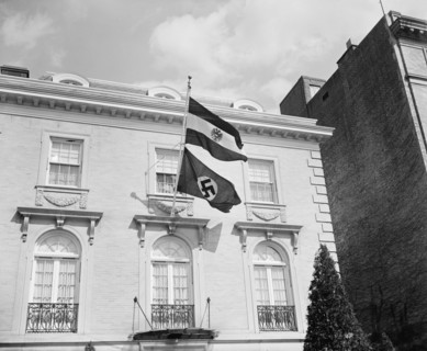 Nazi Flag Flown from Austrian Legation Upon Annexation of Austria by Germany, Washington DC, USA, Harris & Ewing, March 12, 1938