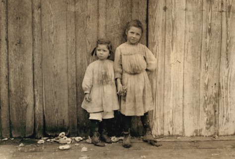 Portrait of Two Young Girls who Work as Shrimp Pickers at Peerless Oyster Company, Bay St. Louis, Mississippi, USA, Lewis Hine, 1911
