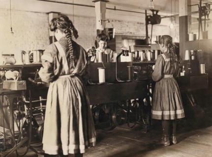 Three Girls Working in Spool Cotton Department, Bibb Manufacturing Company, Macon, Georgia, USA, Lewis Hine, 1909