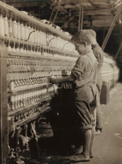 Two Young Boys Working as Doffers at Cotton Mill, North Pownal, Vermont, USA, Lewis Hine, 1910