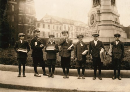 Portrait of a Group of Young Gum Vendors and Newsboys, Washington DC, USA, Lewis Hine, 1912