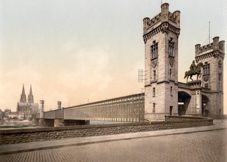Eisenbahn Bridge, Rhine River, Cologne, Germany, Photochrome Print, Detroit Publishing Company, 1900