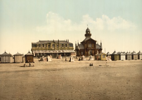 Beach and Casino, Calais, France, Photochrome Print, Detroit Publishing Company, 1900