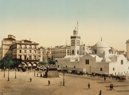 Government Place and El Jedid Mosque, Algiers, Algeria, Photochrome Print, Detroit Publishing Company, 1900