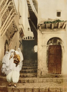 Veiled Women with Child, Street of the Camels, Algiers, Algeria, Photochrome Print, Detroit Publishing Company, 1900