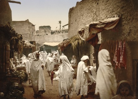 Market Scene, Sidi Okba, Algeria, Photochrome Print, Detroit Publishing Company, 1900