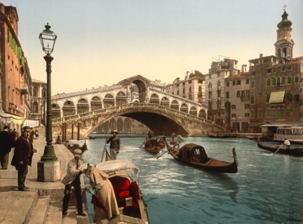 Rialto Bridge, Venice, Italy, Photochrome Print, Detroit Publishing Company, 1900