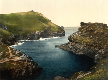 Entrance to Harbor, Boscastle, Cornwall, England, Photochrome Print, Detroit Publishing Company, 1900