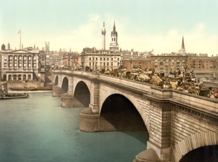 London Bridge, London, England, Photochrome Print, Detroit Publishing Company, 1900