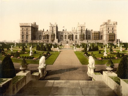 East Terrace and Windsor Castle, Windsor, Berkshire, England, Photochrome Print, Detroit Publishing Company, 1900