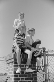 Three Spectators at Soapbox Auto Race During July 4th Celebration, Salisbury, Maryland, USA, Jack Delano for Farm Security Administration, July 1940